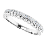 Platinum Round Natural Diamond Beaded Ring – 1.3mm Stones - view 5