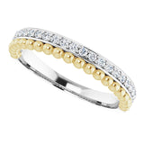 14K Gold Round Natural Diamond Beaded Ring – 1.3mm Stones - Two-Tone - view 5