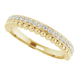14K Gold Round Natural Diamond Beaded Ring – 1.3mm Stones - Yellow Gold - view 5