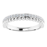 14K Gold Round Natural Diamond Beaded Ring – 1.3mm Stones - White Gold - view 3