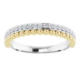14K Gold Round Natural Diamond Beaded Ring – 1.3mm Stones - Two-Tone - view 3