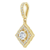 14K Gold Round Natural Diamond Halo-Style Clover Pendant - view 2