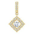 14K Gold Round Natural Diamond Halo-Style Clover Pendant