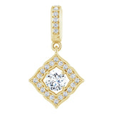 14K Gold Round Natural Diamond Halo-Style Clover Pendant