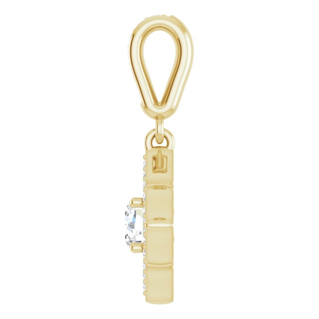 14K Gold Round Natural Diamond Halo-Style Clover Pendant - view 3