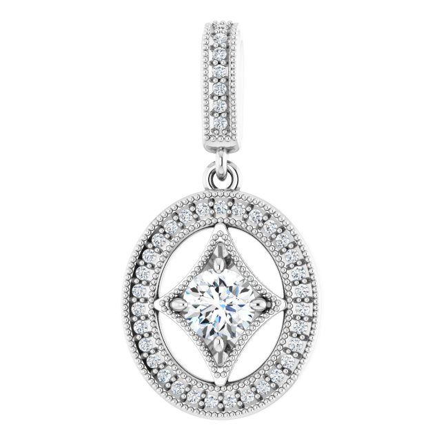 14K Gold Round Natural Diamond Halo-Style Pendant – 4.1mm Stones - view 4