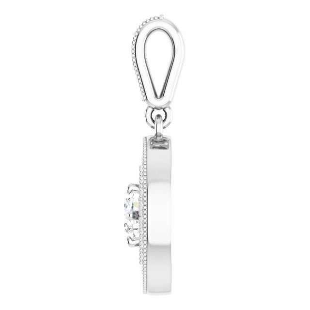 14K Gold Round Natural Diamond Halo-Style Pendant – 4.1mm Stones - view 3