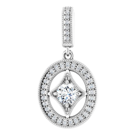 14K Gold Round Natural Diamond Halo-Style Pendant – 4.1mm Stones