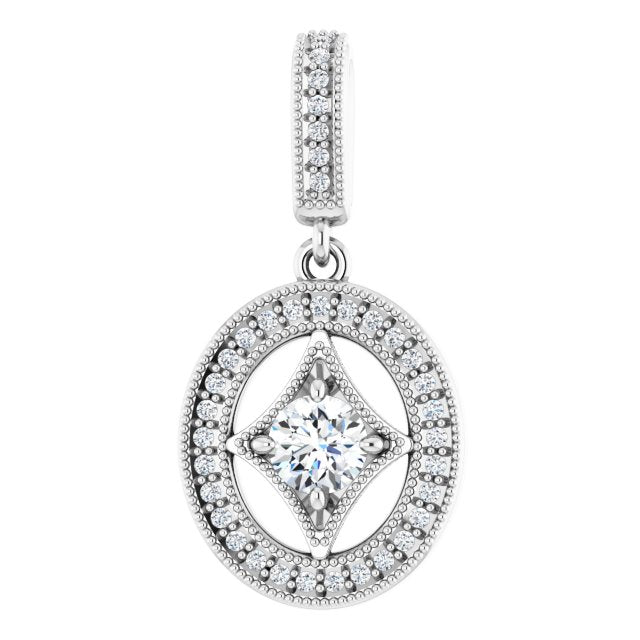 14K Gold Round Natural Diamond Halo-Style Pendant – 4.1mm Stones