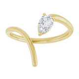 14K Gold Pear Lab-Grown Diamond Negative Space Ring - Yellow Gold - view 3