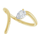 14K Gold Pear Natural Diamond Negative Space Ring - Yellow Gold - view 5