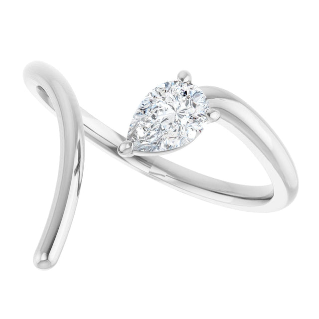 Platinum Pear Natural Diamond Negative Space Ring - view 6