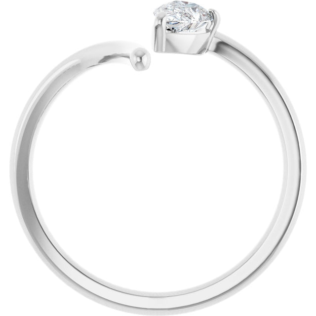 Platinum Pear Natural Diamond Negative Space Ring - view 2
