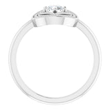 14K Gold Round Natural Diamond Halo-Style Ring – 4.1mm Stones - White Gold - view 2