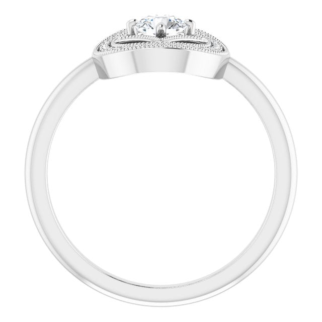 14K Gold Round Natural Diamond Halo-Style Ring – 4.1mm Stones - White Gold - view 2