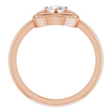 14K Gold Round Natural Diamond Halo-Style Ring – 4.1mm Stones - Rose Gold - view 2