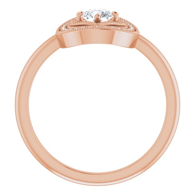 14K Gold Round Natural Diamond Halo-Style Ring – 4.1mm Stones - Rose Gold - view 2