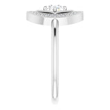 14K Gold Round Natural Diamond Halo-Style Ring – 4.1mm Stones - White Gold - view 4