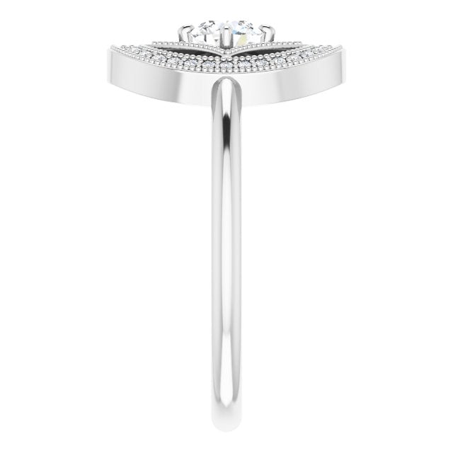 14K Gold Round Natural Diamond Halo-Style Ring – 4.1mm Stones - White Gold - view 4