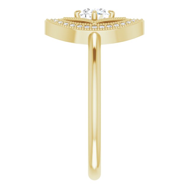 14K Gold Round Natural Diamond Halo-Style Ring – 4.1mm Stones - Yellow Gold - view 4