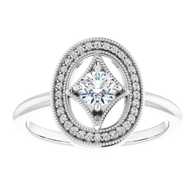 14K Gold Round Natural Diamond Halo-Style Ring – 4.1mm Stones - White Gold - view 3