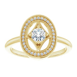 14K Gold Round Natural Diamond Halo-Style Ring – 4.1mm Stones - Yellow Gold - view 3