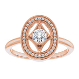 14K Gold Round Natural Diamond Halo-Style Ring – 4.1mm Stones - Rose Gold - view 3
