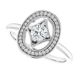 14K Gold Round Natural Diamond Halo-Style Ring – 4.1mm Stones - White Gold - view 5
