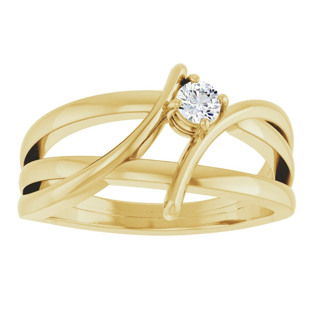 14K Gold Round Natural Diamond Bypass Ring – 3.2-5.2mm Stones - Yellow Gold - view 3