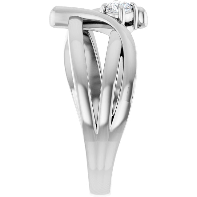 14K Gold Round Lab-Grown Diamond Bypass Ring - White Gold - view 4