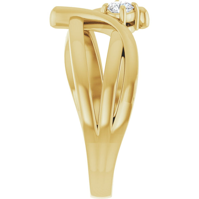 14K Gold Round Lab-Grown Diamond Bypass Ring - Yellow Gold - view 4