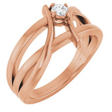 14K Gold Round Natural Diamond Bypass Ring – 3.2-5.2mm Stones - Rose Gold