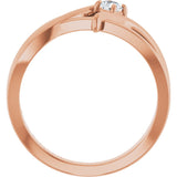 14K Gold Round Lab-Grown Diamond Bypass Ring - Rose Gold - view 2