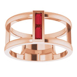 14K Gold Straight Baguette Natural Mozambique Garnet Baguette Negative Space Ring - Rose Gold - view 3