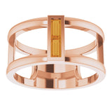 14K Gold Straight Baguette Natural Citrine Baguette Negative Space Ring - Rose Gold - view 3