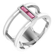 14K Gold Straight Baguette Natural Pink Tourmaline Baguette Negative Space Ring - White Gold
