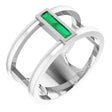14K Gold Straight Baguette Natural Emerald Baguette Negative Space Ring - White Gold