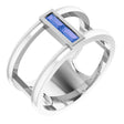 Platinum Straight Baguette Natural Tanzanite Baguette Negative Space Ring