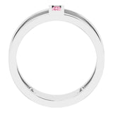 Platinum Straight Baguette Natural Pink Tourmaline Baguette Negative Space Ring - view 2