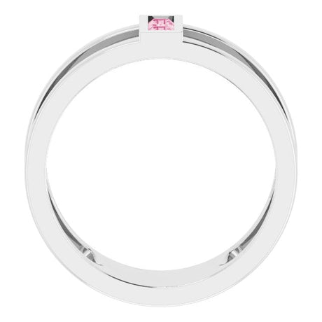 Platinum Straight Baguette Natural Pink Tourmaline Baguette Negative Space Ring - view 2