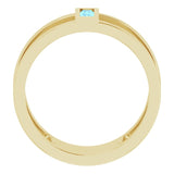 14K Gold Straight Baguette Natural Aquamarine Baguette Negative Space Ring - Yellow Gold - view 2