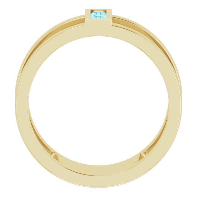14K Gold Straight Baguette Natural Aquamarine Baguette Negative Space Ring - Yellow Gold - view 2