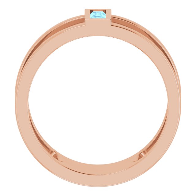 14K Gold Straight Baguette Natural Aquamarine Baguette Negative Space Ring - Rose Gold - view 2
