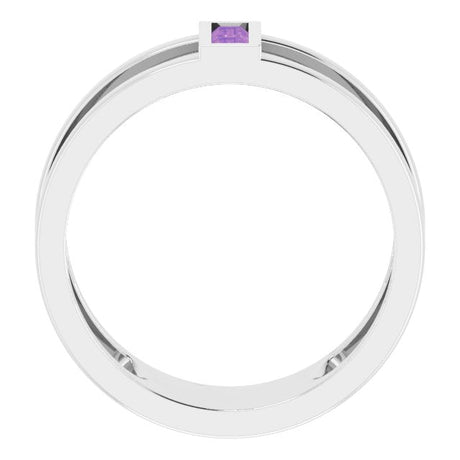 Platinum Straight Baguette Natural Amethyst Baguette Negative Space Ring - view 2