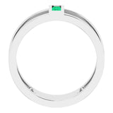 Platinum Straight Baguette Natural Emerald Baguette Negative Space Ring - view 2