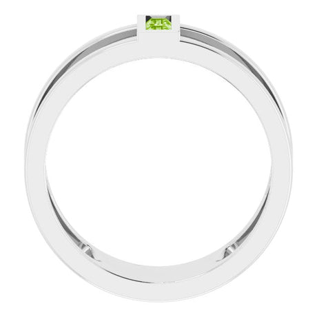 Platinum Straight Baguette Natural Peridot Baguette Negative Space Ring - view 2
