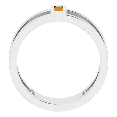 Platinum Straight Baguette Natural Citrine Baguette Negative Space Ring - view 2