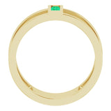 14K Gold Straight Baguette Natural Emerald Baguette Negative Space Ring - Yellow Gold - view 2