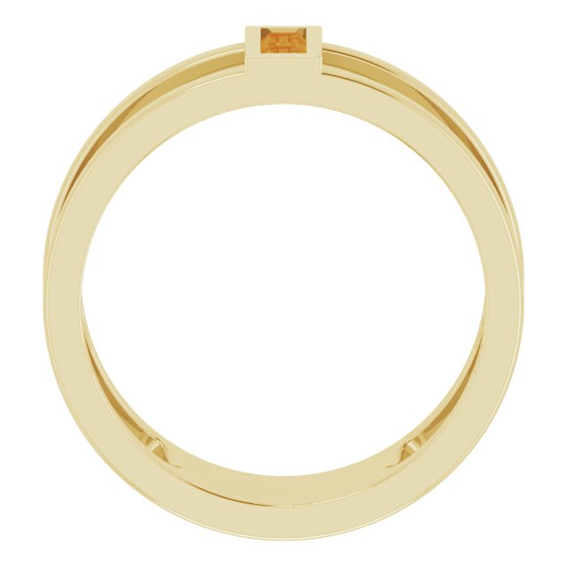 14K Gold Straight Baguette Natural Citrine Baguette Negative Space Ring - Yellow Gold - view 2