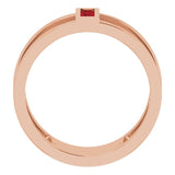 14K Gold Straight Baguette Natural Mozambique Garnet Baguette Negative Space Ring - Rose Gold - view 2